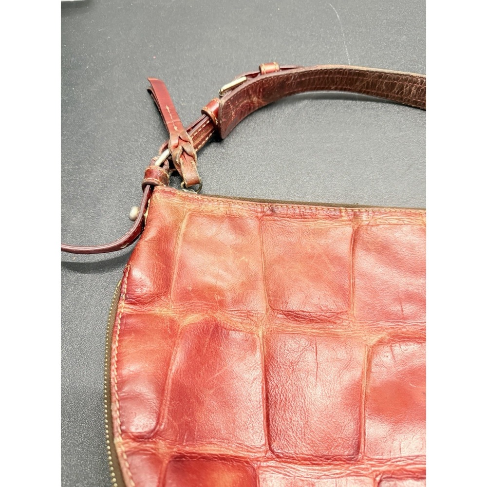 Dooney & Bourke Red Croc Embossed Patchwork Leather Hobo Shoulder Bag Vintage - Picture 4 of 9